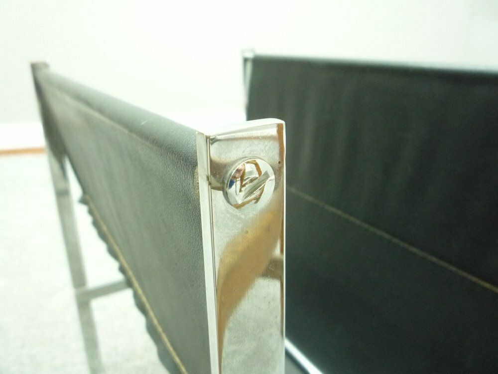 Chrome And Leather Magazine Rack, 1960s photo vinterior