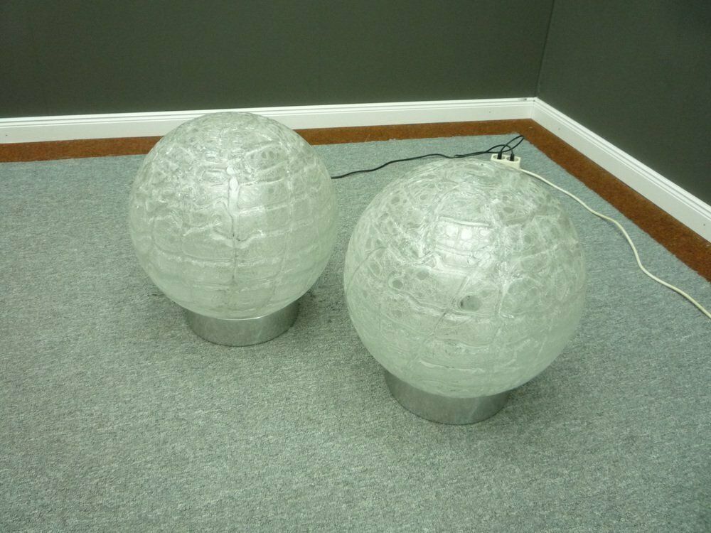 Ice Glass & Chrome Space Age Floor Lamps From Doria, 1960s, Set Of 2 photo Lighting