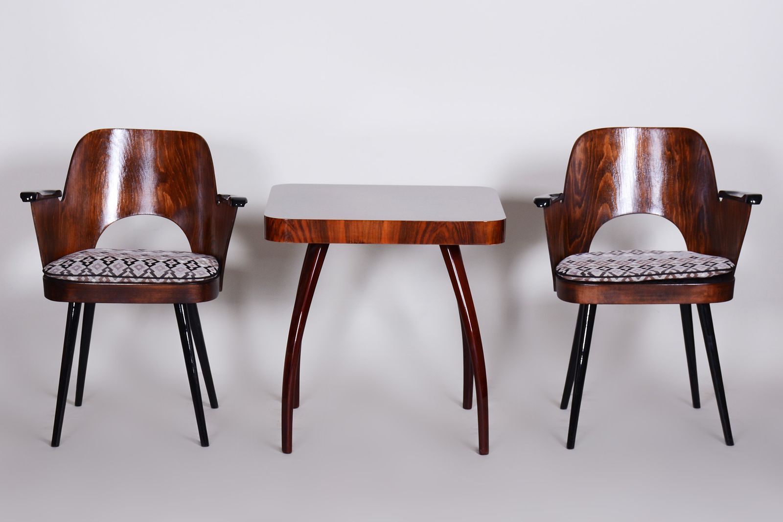 Restored Pair Of Mid Century Armchairs By Oswald Heardtl, Beech, Czechia, 1950s photo vintage