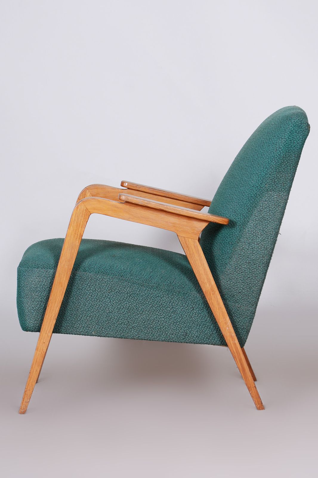Original Green Beech Art Deco Armchair, Revitalized Varnish, 1940s, Czechia photo furniture