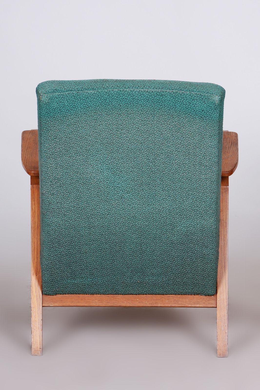 Original Green Beech Art Deco Armchair, Revitalized Varnish, 1940s, Czechia photo vinterior