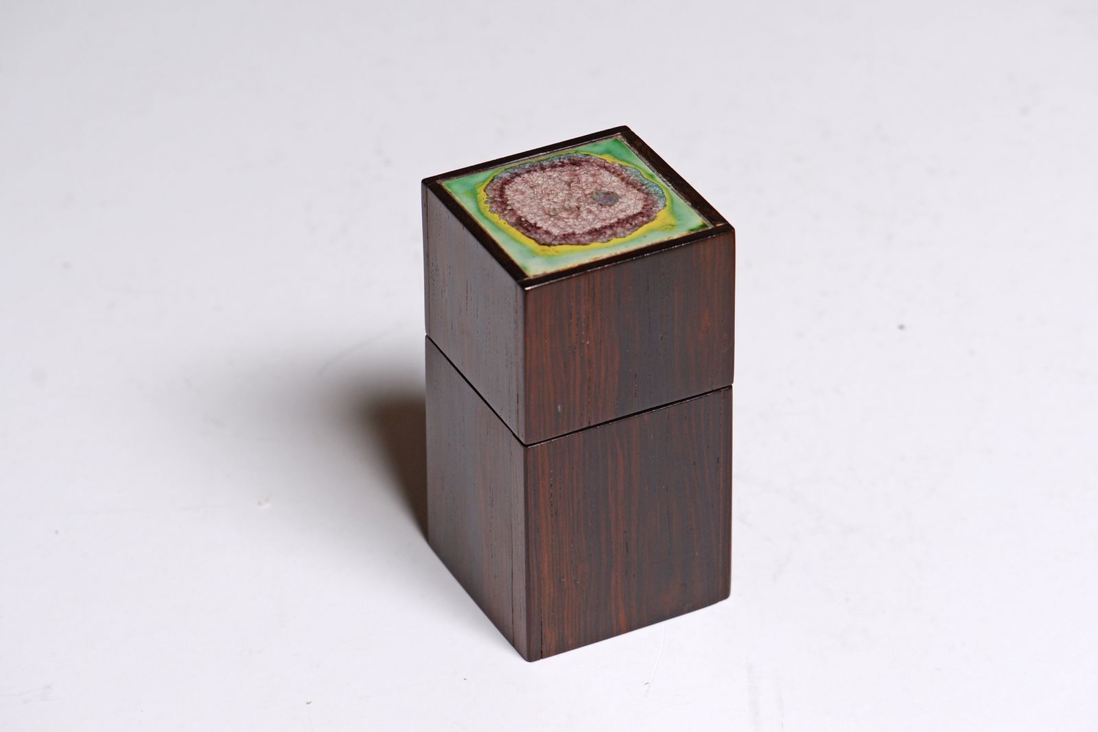 Alfred Klitgaard, Rosewood And Enamel Box From Circa 1960 With Enamel By Bodil Eje