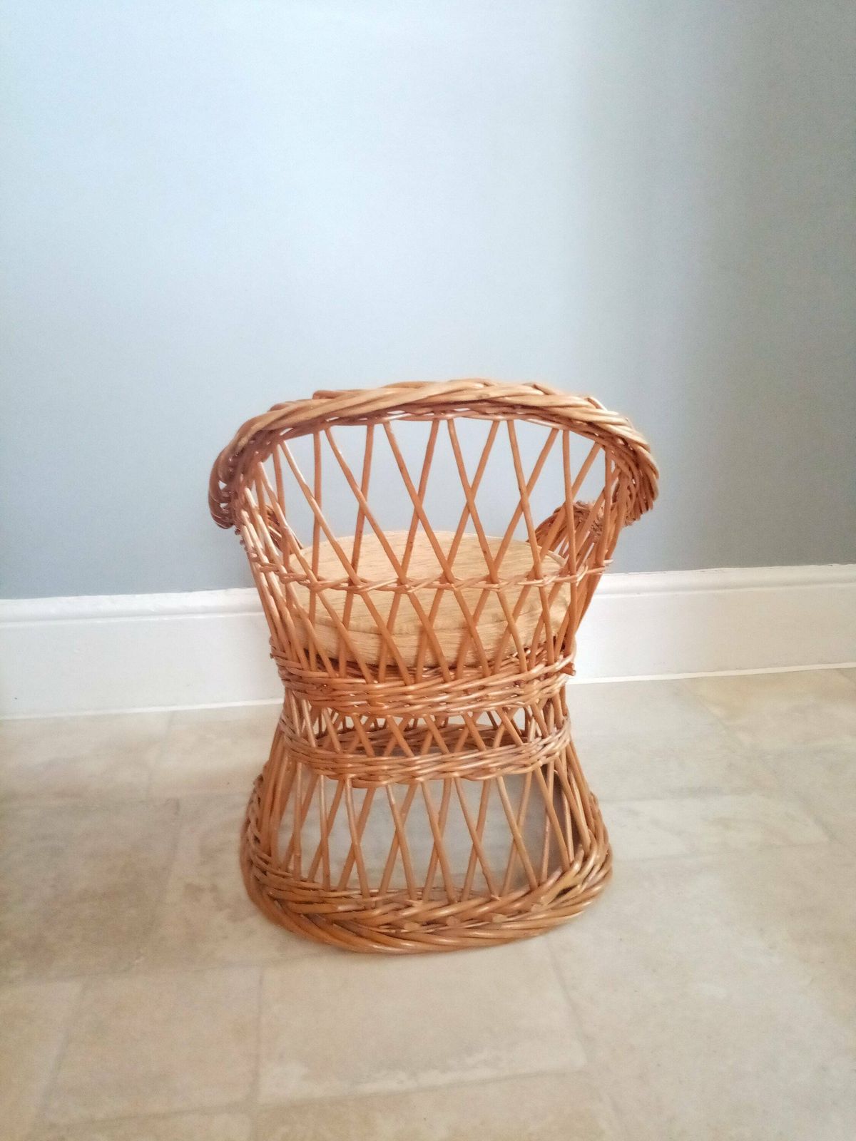 60s/70's Childs Bamboo Wicker Seat/ Chair / Indoor Wicker Planter /Rattan Plant Stand /Wicker Dolls Chair /Photo Prop photo buy