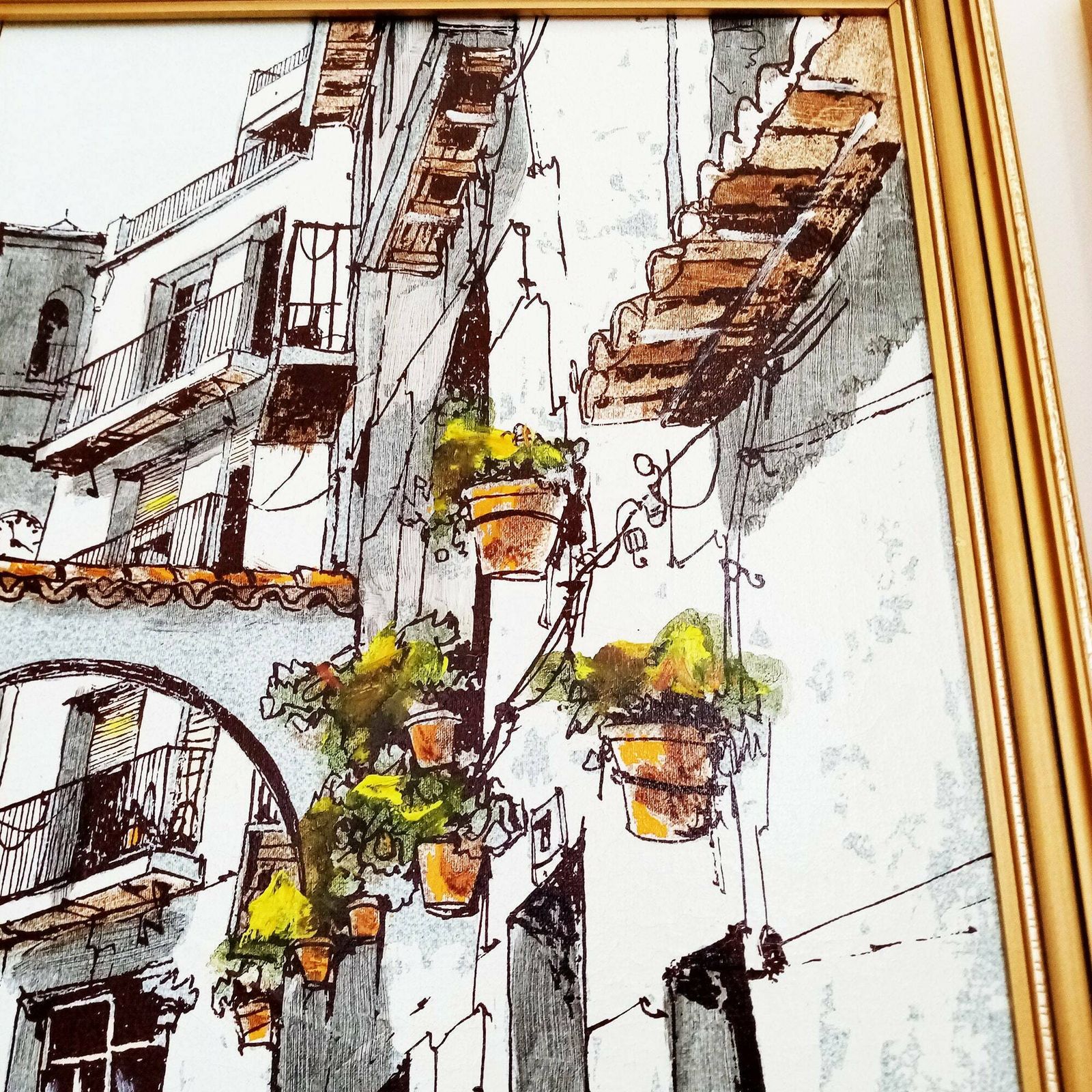 Two Reproduction Vintage French Artworks By Bernard Dufour (1922   2016)   Framed Oil On Canvas   French Village Scenery   Abstract Landscape photo vinterior