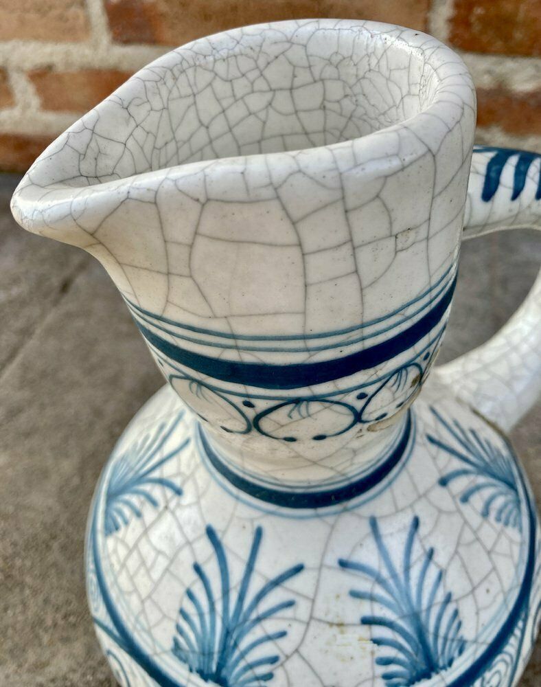 Mid Century Vase In White And Blue Ceramic, 1970s photo vinterior