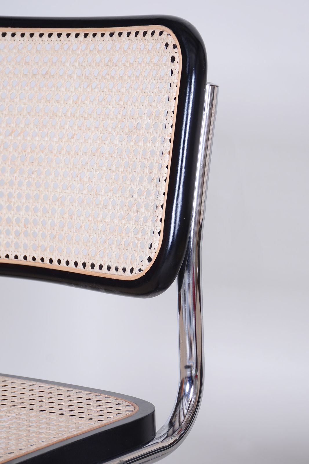 Original Pair Of Bauhaus Chairs, Very Well Preserved Condition, Chrome Plated Steel, Rattan, Beech, 1960s, Italy photo 750.0