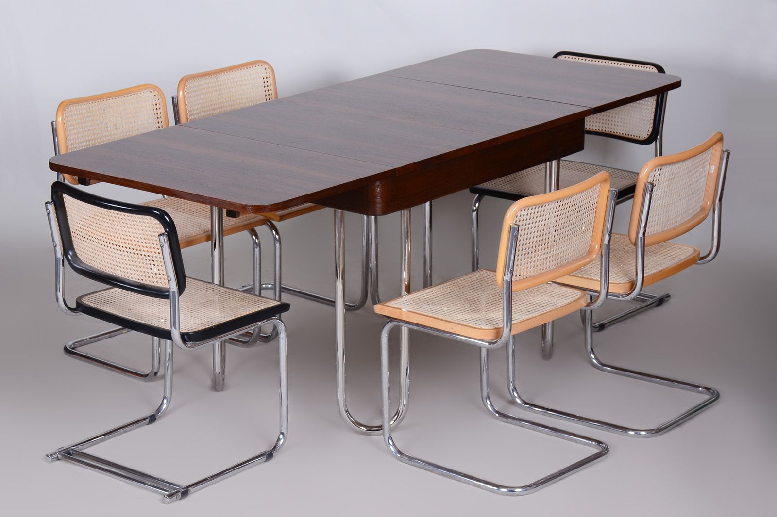 750.0 Original Pair Of Bauhaus Chairs, Very Well Preserved Condition, Chrome Plated Steel, Rattan, Beech, 1960s, Italy photo