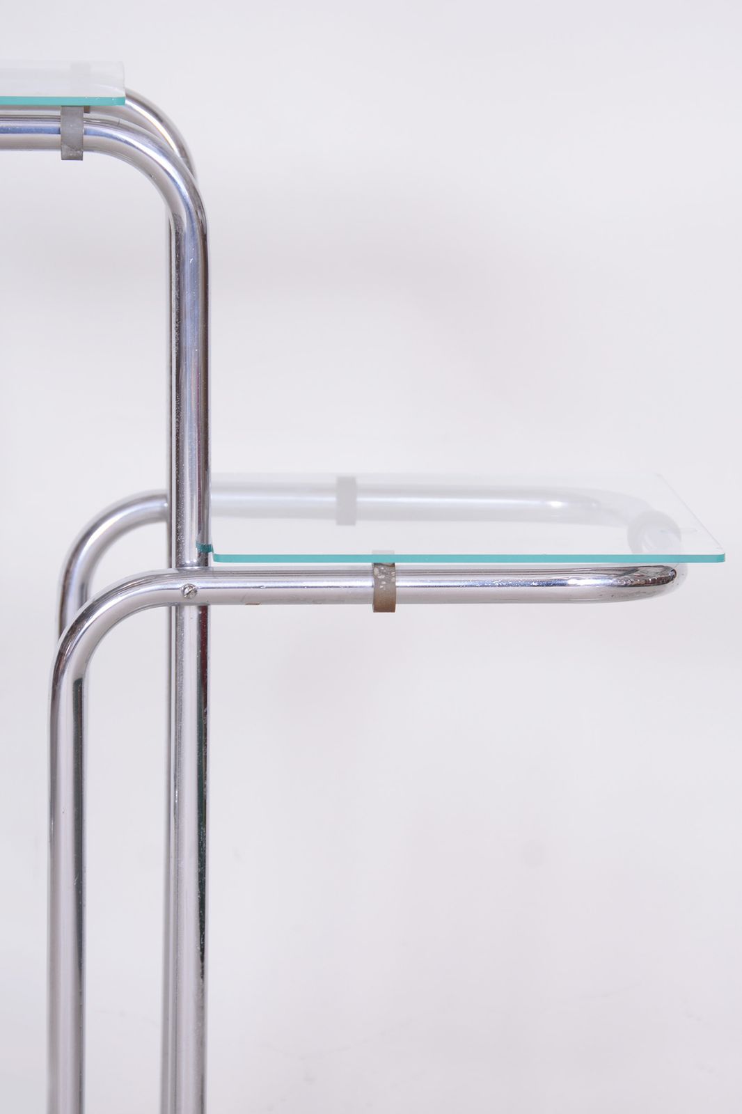 Unusual Bauhaus Style Chrome étagère, Flower Stand, Perfect Original Condition, Glass, Czechia, 1930s photo Furniture