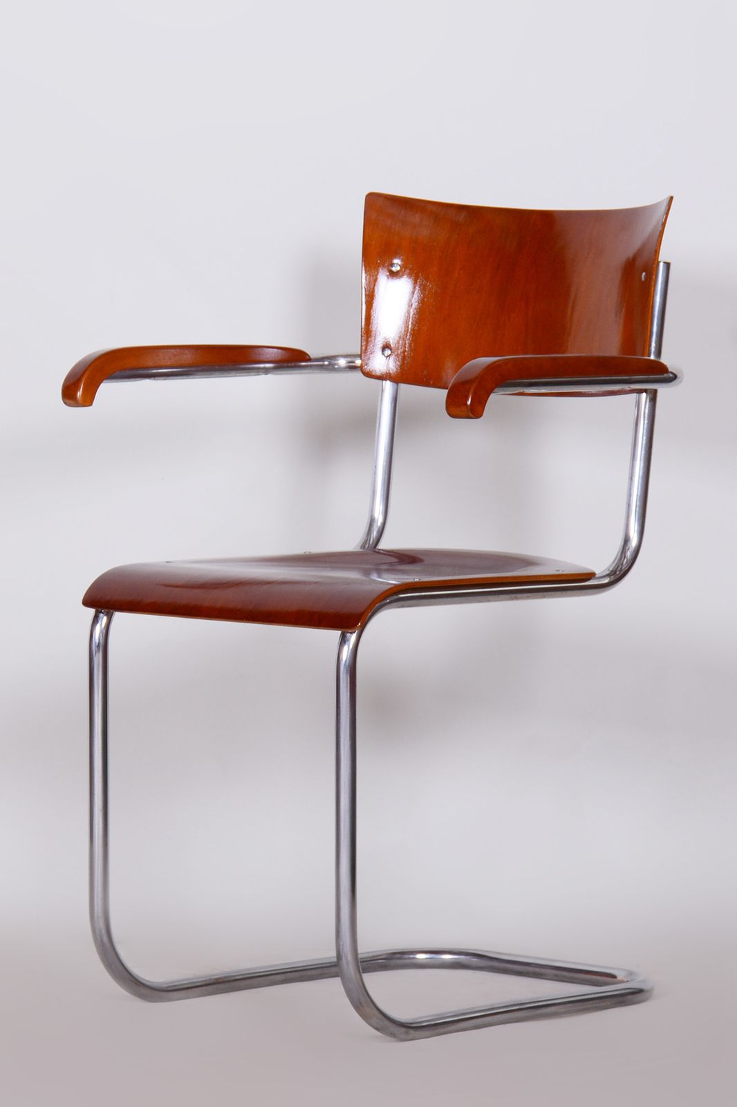 Set Of Two Restored Bauhaus Armchairs, Mart Stam, Beech Plywood, Germany, 1930s photo furniture