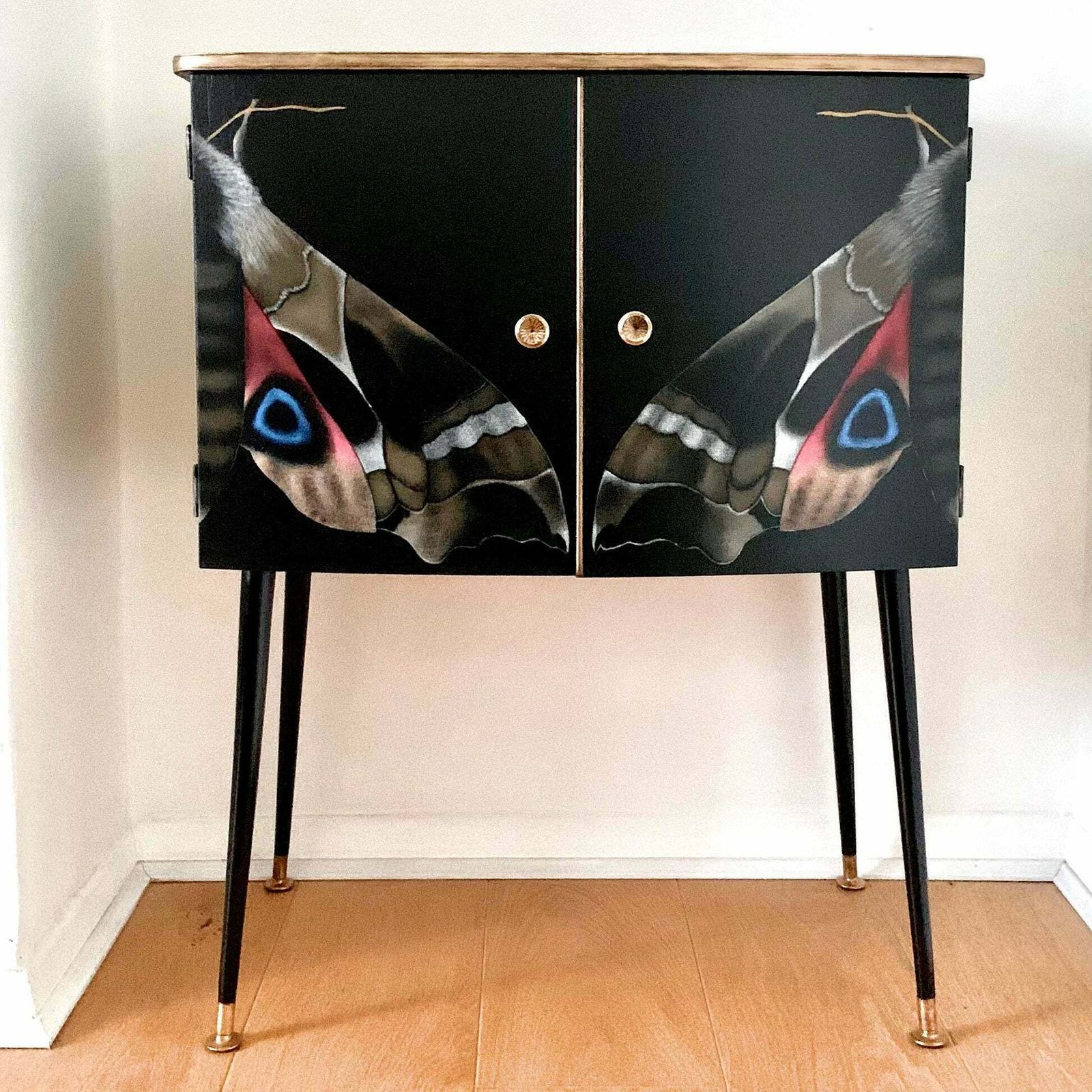 Mid Century Moth Record / Cocktail Cabinet (With Coloured Lights) photo furniture