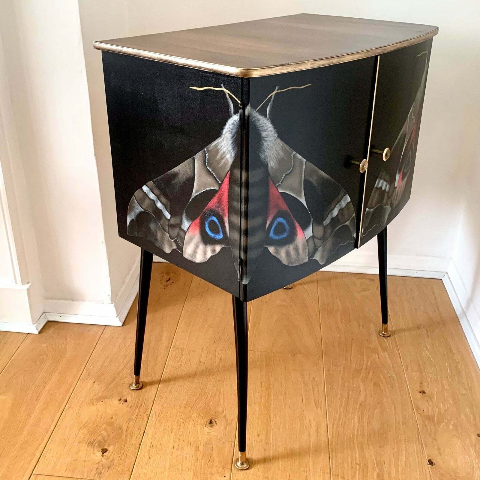 Mid Century Moth Record / Cocktail Cabinet (With Coloured Lights)