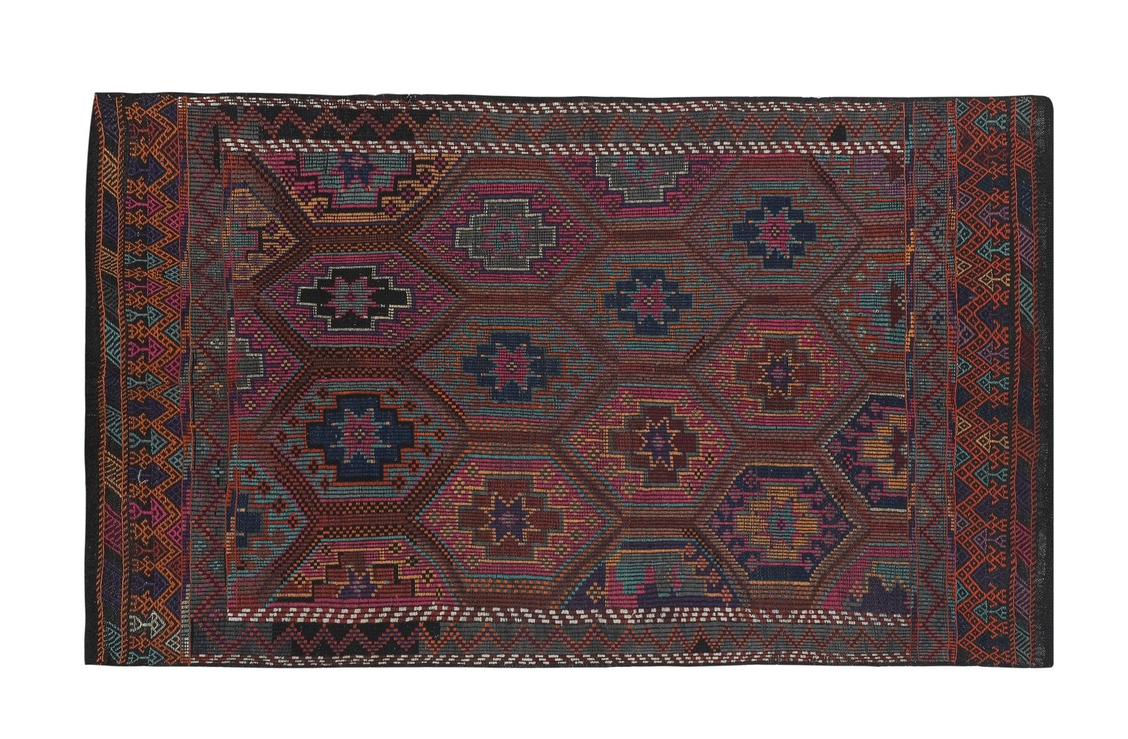 Turkish Kilim Masterpiece Hand Woven Wool Jajim Area Rug 5'6'' X 9'2'' photo vintage