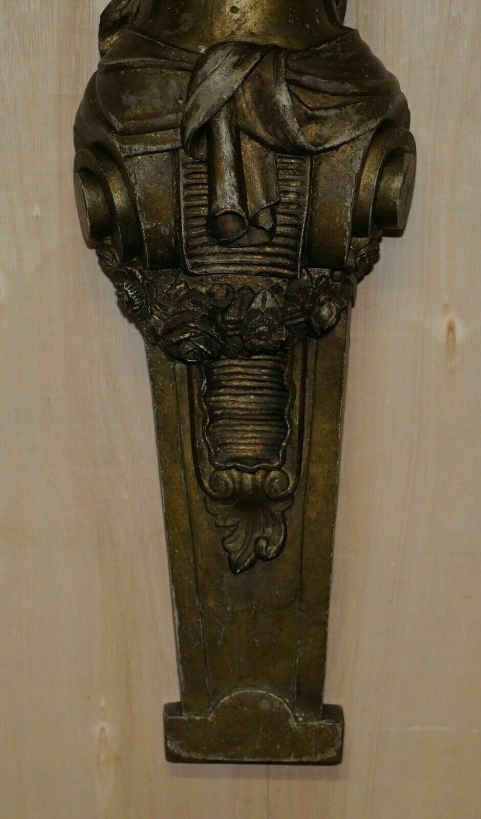 Antique Italian Circa 1880 Hand Carved Gold Giltwood Caryatid Herm Statue photo for sale