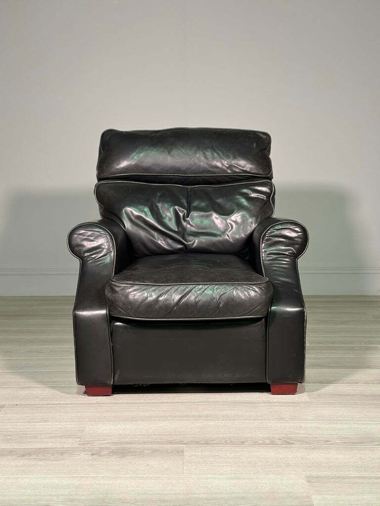 Black Leather Danish Armchair C.1980’s