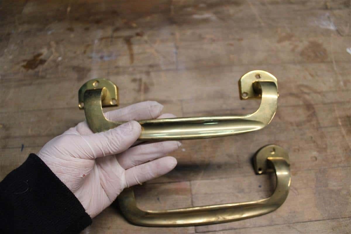 Pair Of Mid Century Italian Solid Brass Handles, 1950s photo vinterior