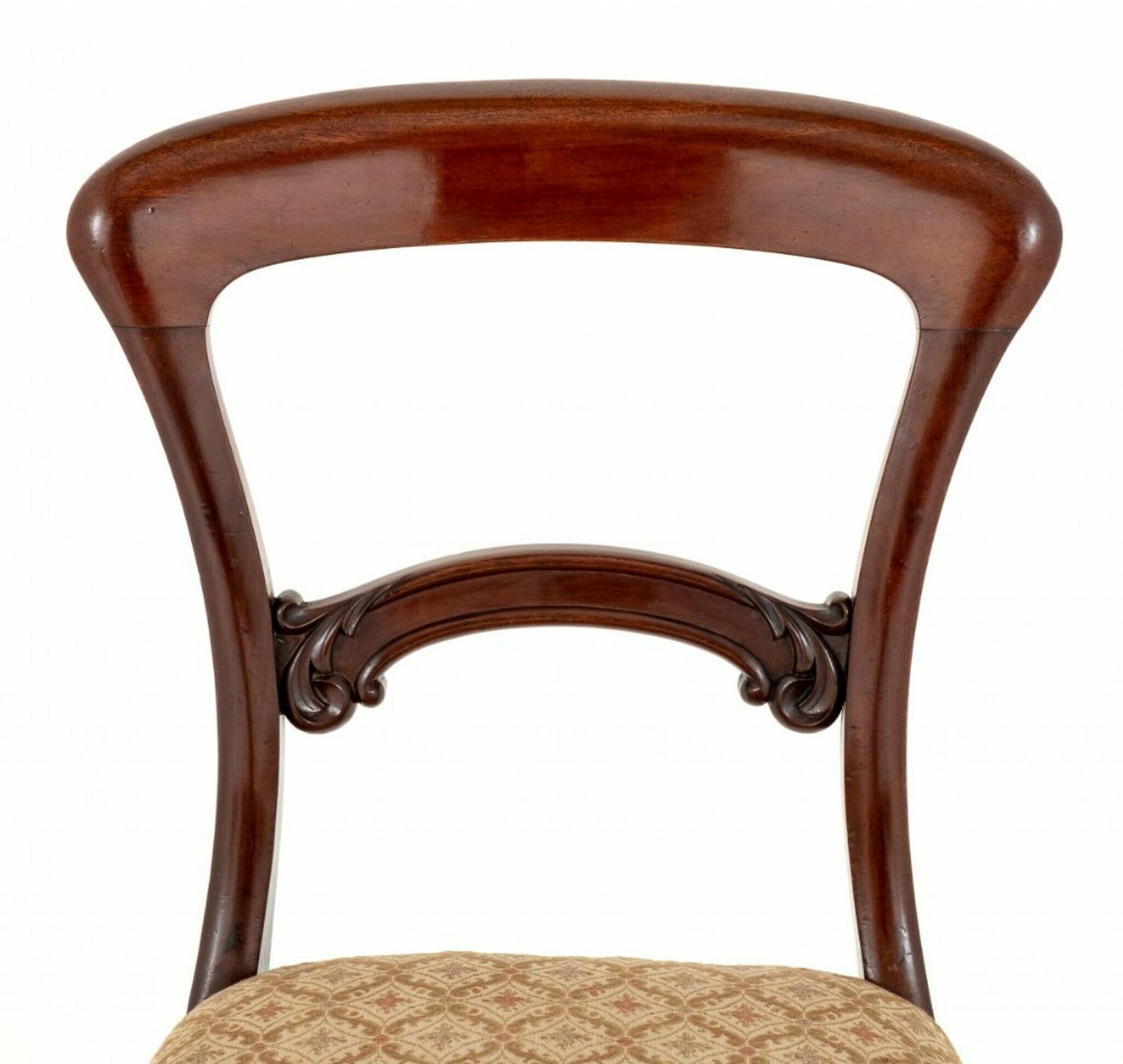 Set Victorian Dining Chairs Balloon Back Mahogany photo vintage
