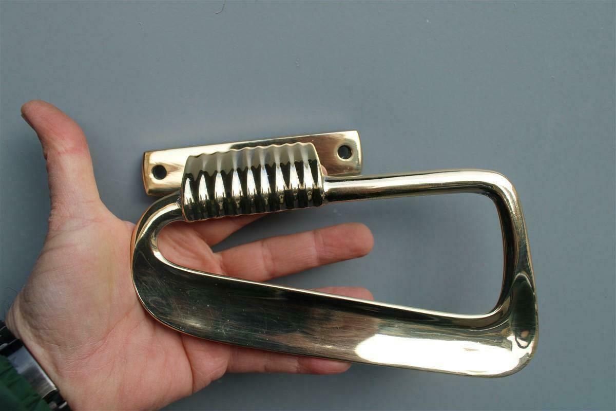 Home Fixtures Rare Midcentury Pair Of Ear Shaped Handles In Solid Brass Made In Italy photo