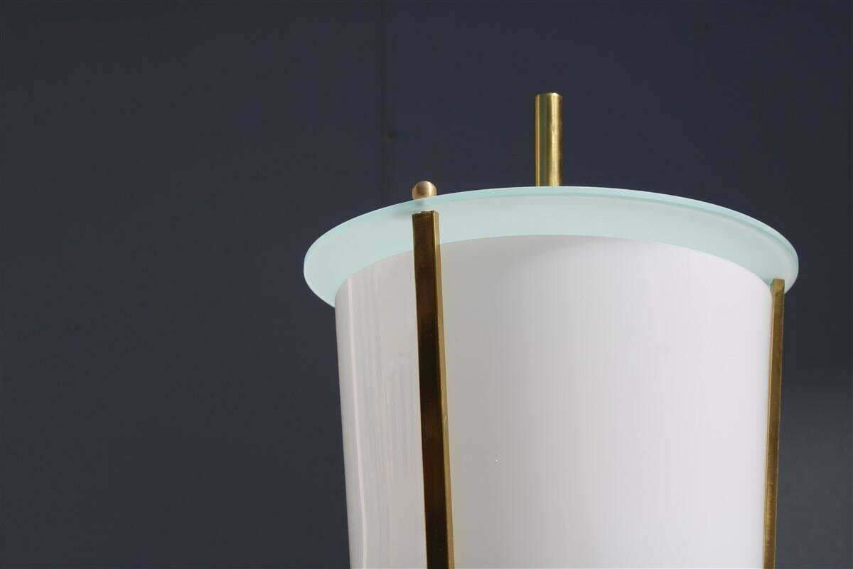 Midcentury Italian Floor Lamp Stilnovo Marble Brass Plexiglass photo vintage