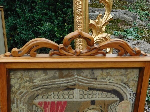 Antique Mahogany Firescreen With Tapestry Panel photo furniture