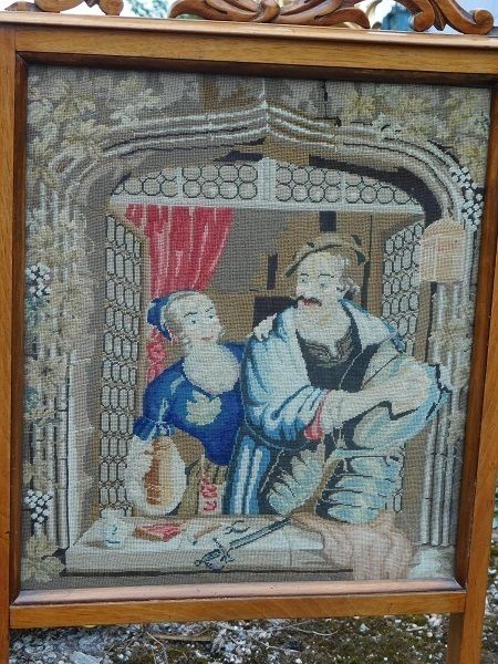 Antique Mahogany Firescreen With Tapestry Panel photo Home Fixtures