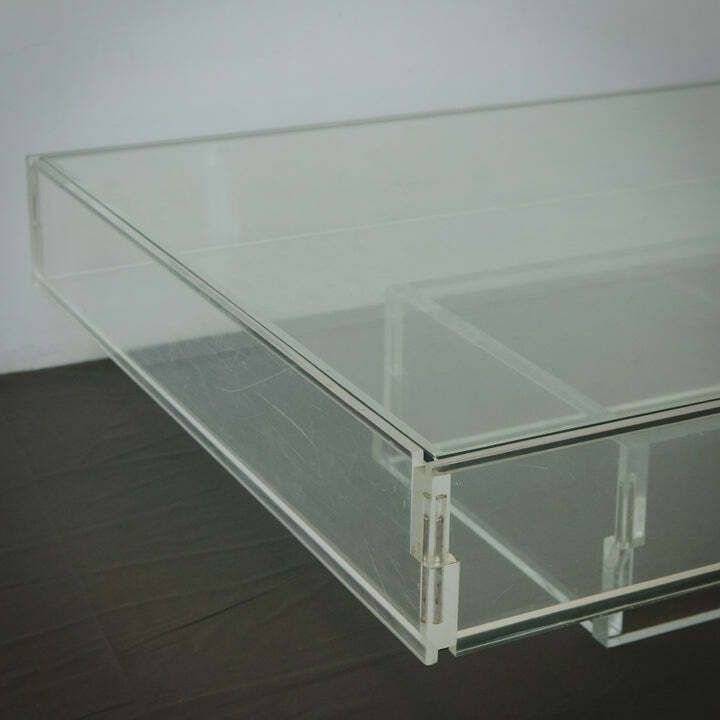 Meubels Grote Modernistische Salontafel Van Glas En Perspex, Jaren 1970. photo