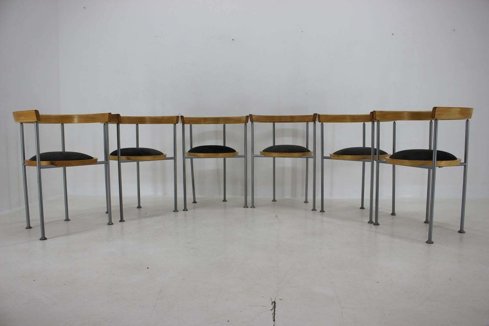 1990s Borge Lindau Set Of 6 Dining Chairs For Bla Station, Sweden photo furniture