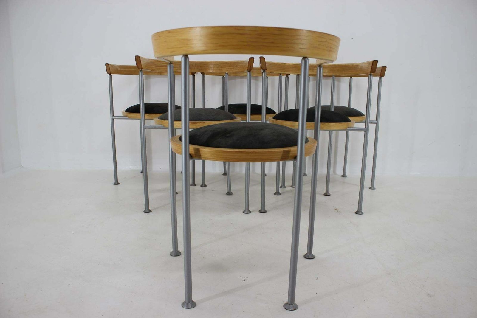 1990s Borge Lindau Set Of 6 Dining Chairs For Bla Station, Sweden photo vintage