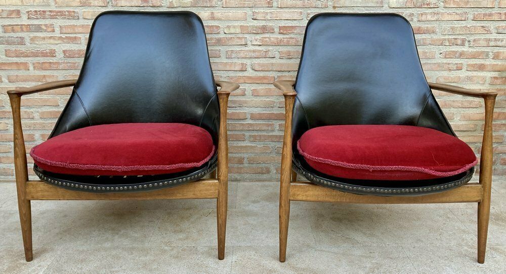 Mid Century Lounge Chairs In Ib Kofod Larsen Style, Denmark, 1950s, Set Of 2