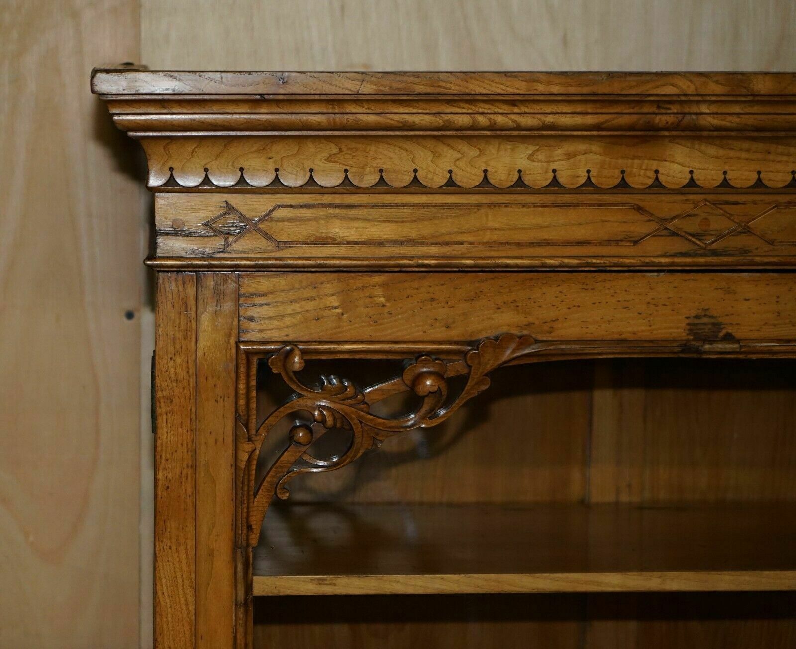 Antique Victorian 1840 A Blain & Son Liverpool Pollard Oak Bookcase Cupboard photo 8500.0