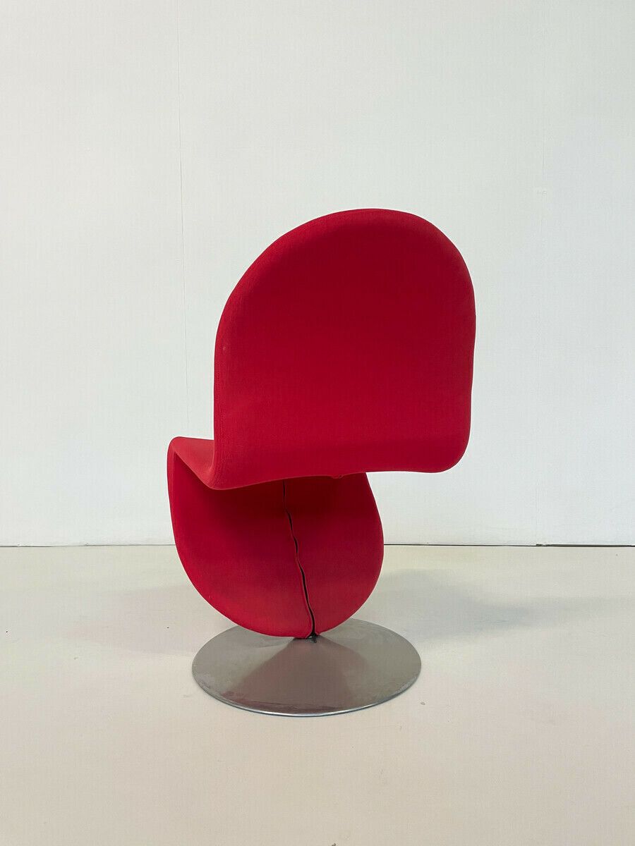Set Of 6 Red Mid Century Modern Chairs By Verner Panton photo vintage