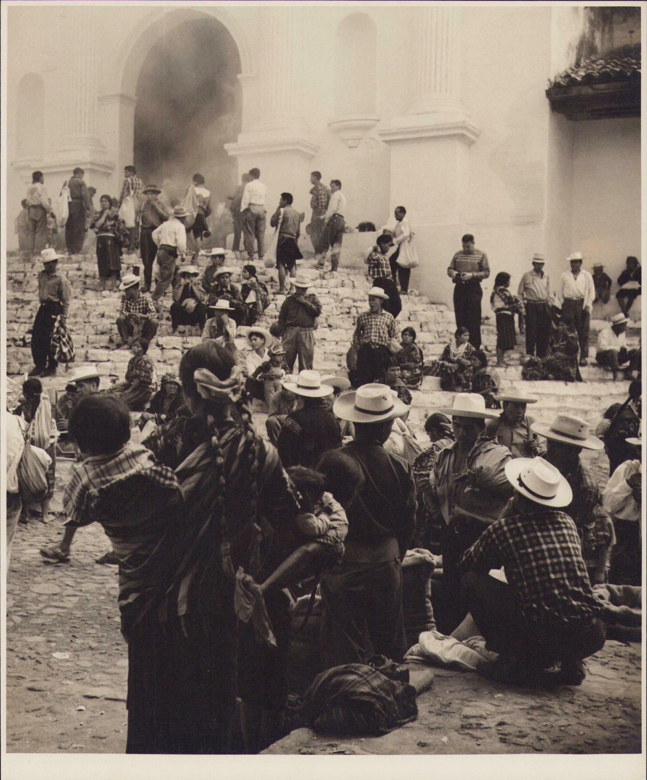 Hanna Seidel Guatemalan Street, Black And White Photograph Of People, Ca. 1960s,  Circa 1960s