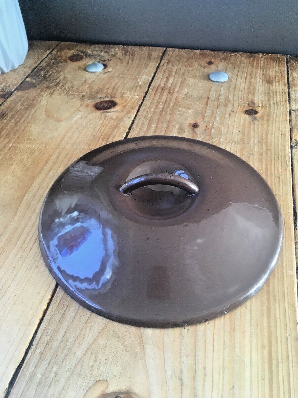Cousances France Brown Enamel Cast Iron Lidded Casserole Dish Size 22 Le Creuset photo 60.0
