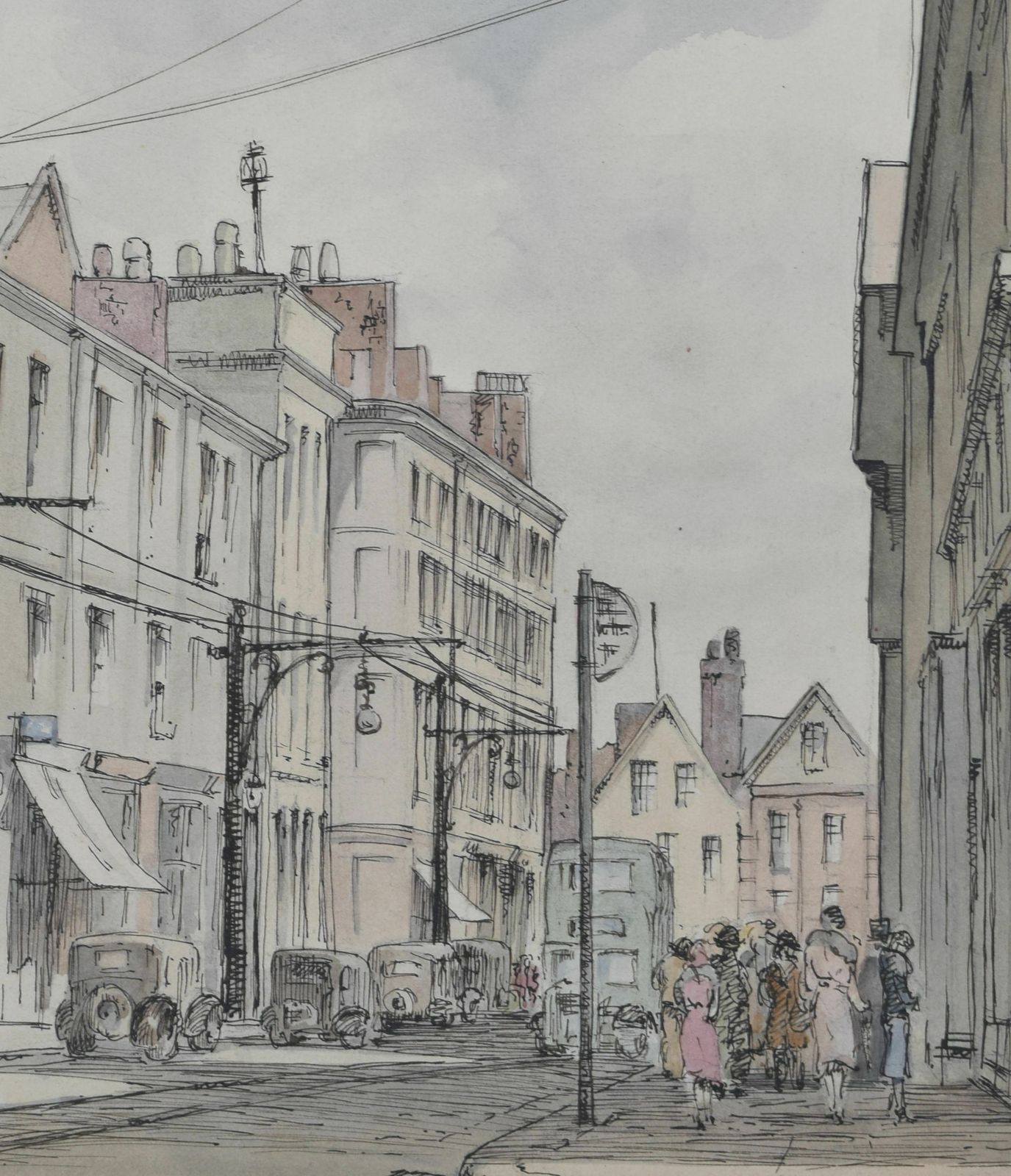 Queen Street, Exeter Watercolour By Louis Osman Friba photo Art