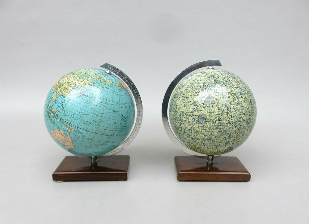 Earth & Moon Globes From Columbus Publishing House, 1960s, Set Of 2 photo for sale