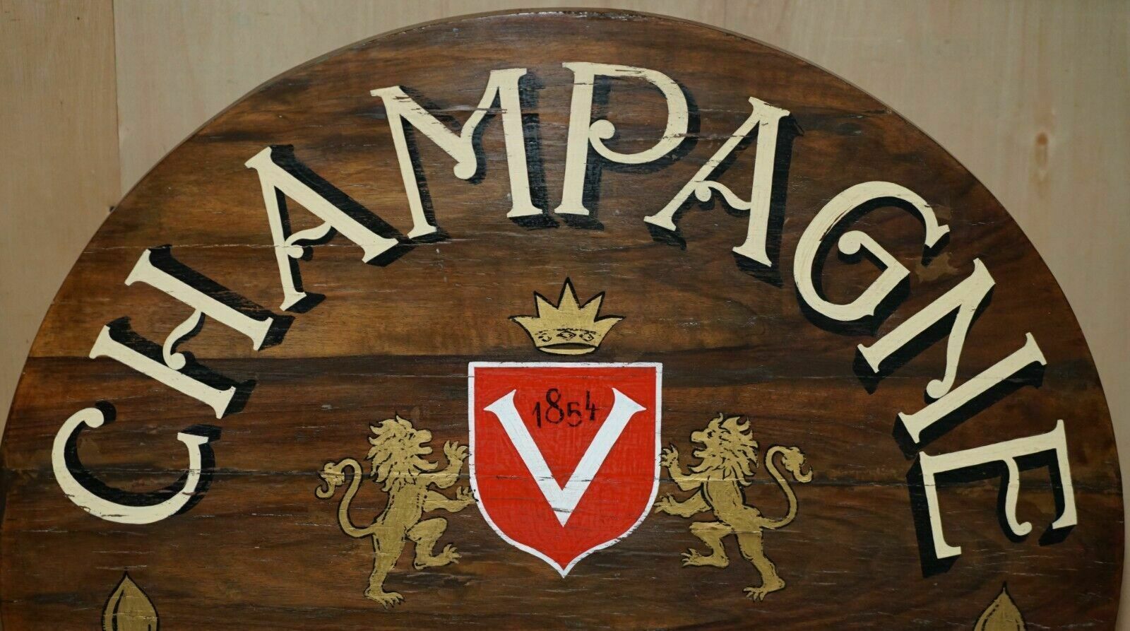 Antique 1854 French Vendange Champagne Wine Tasting Table Armorial Coat Of Arms photo for sale