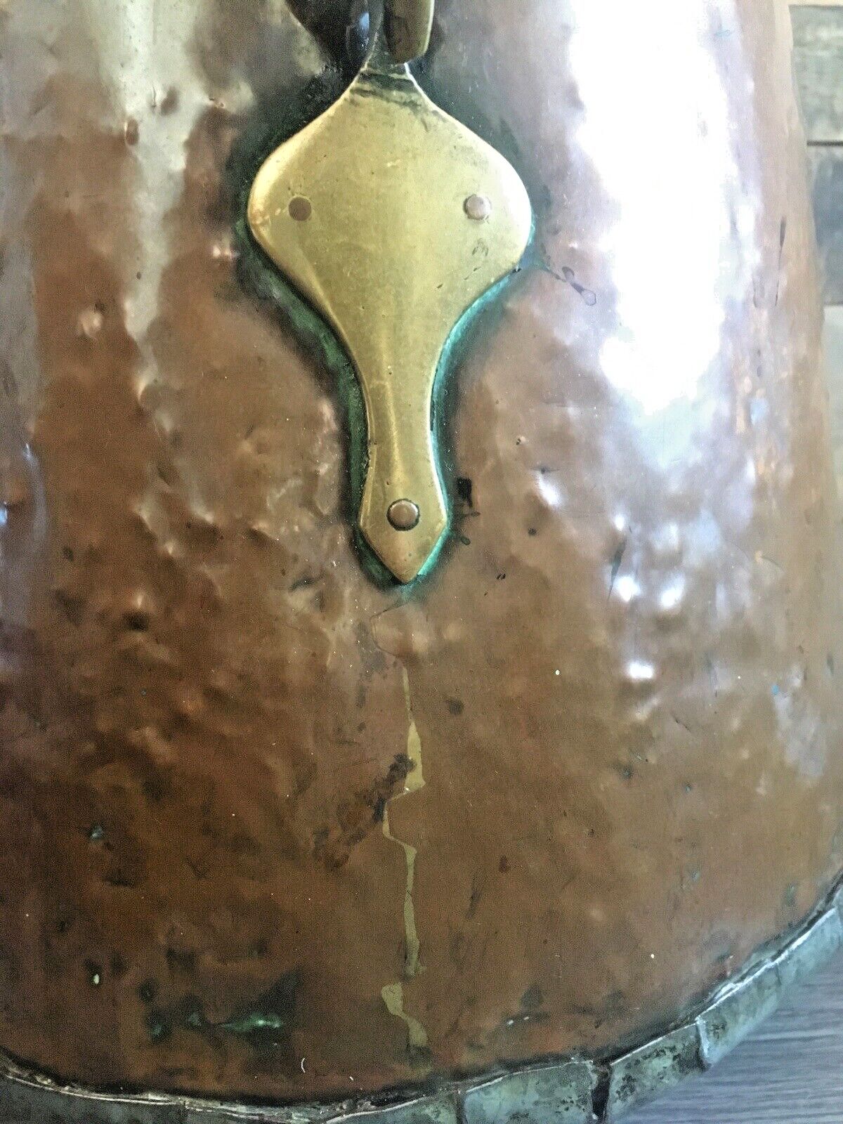 Heavy Antique 19th C Copper Brass Art Nouveau Fire Side Coal Bucket Log Storage photo buy