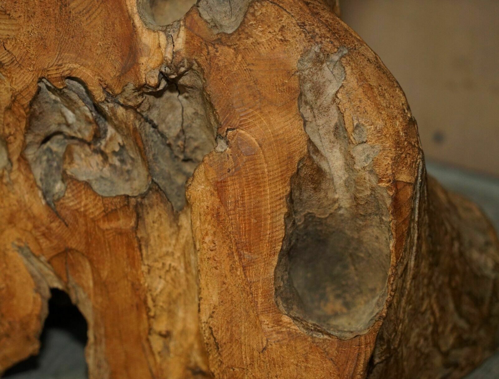 Furniture Decorative Pair Of Natural Rootwood Mushroom Shaped Stools Or Tall Footstools photo