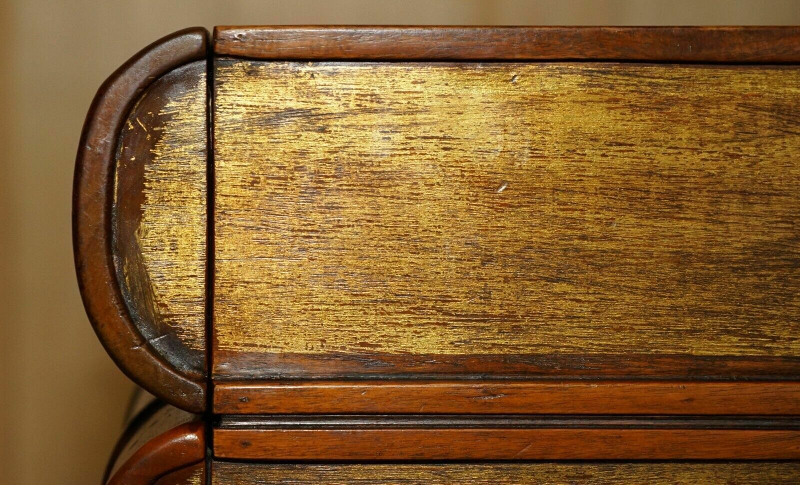 Large Six Drawer Stack Of Scholars Library Books Coffee Table Brown Leather Top photo vinterior