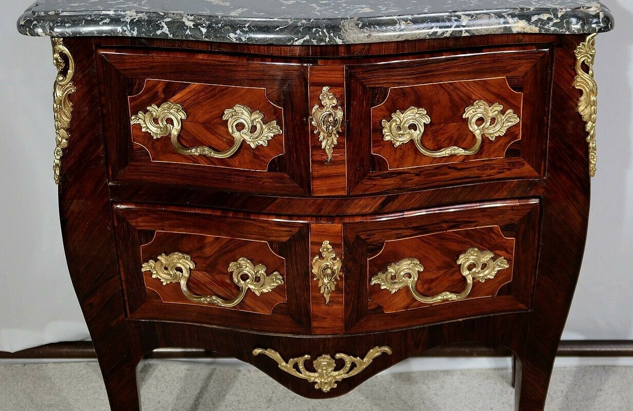 Small Tomb Commode In Precious Wood, Louis XIV / Louis XV Transition – 18th Century photo vintage