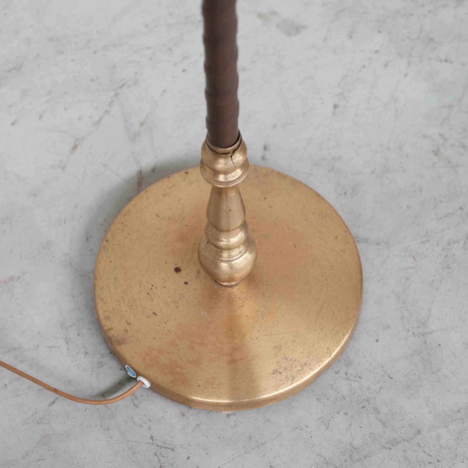 Pair Of Leather And Brass Mid Century Einar Bäckström Floor Lamps photo vinterior