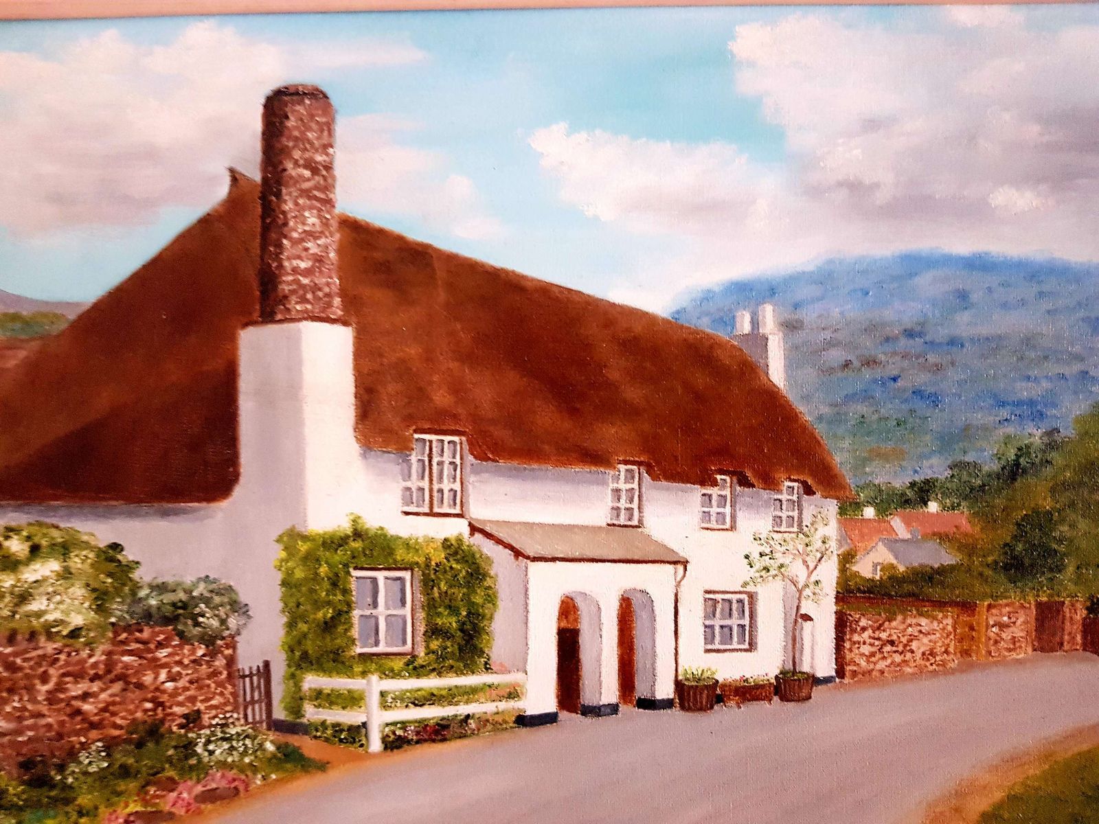Oil On Canvas Painting Of A Cottage At Bossington, Somerset photo furniture
