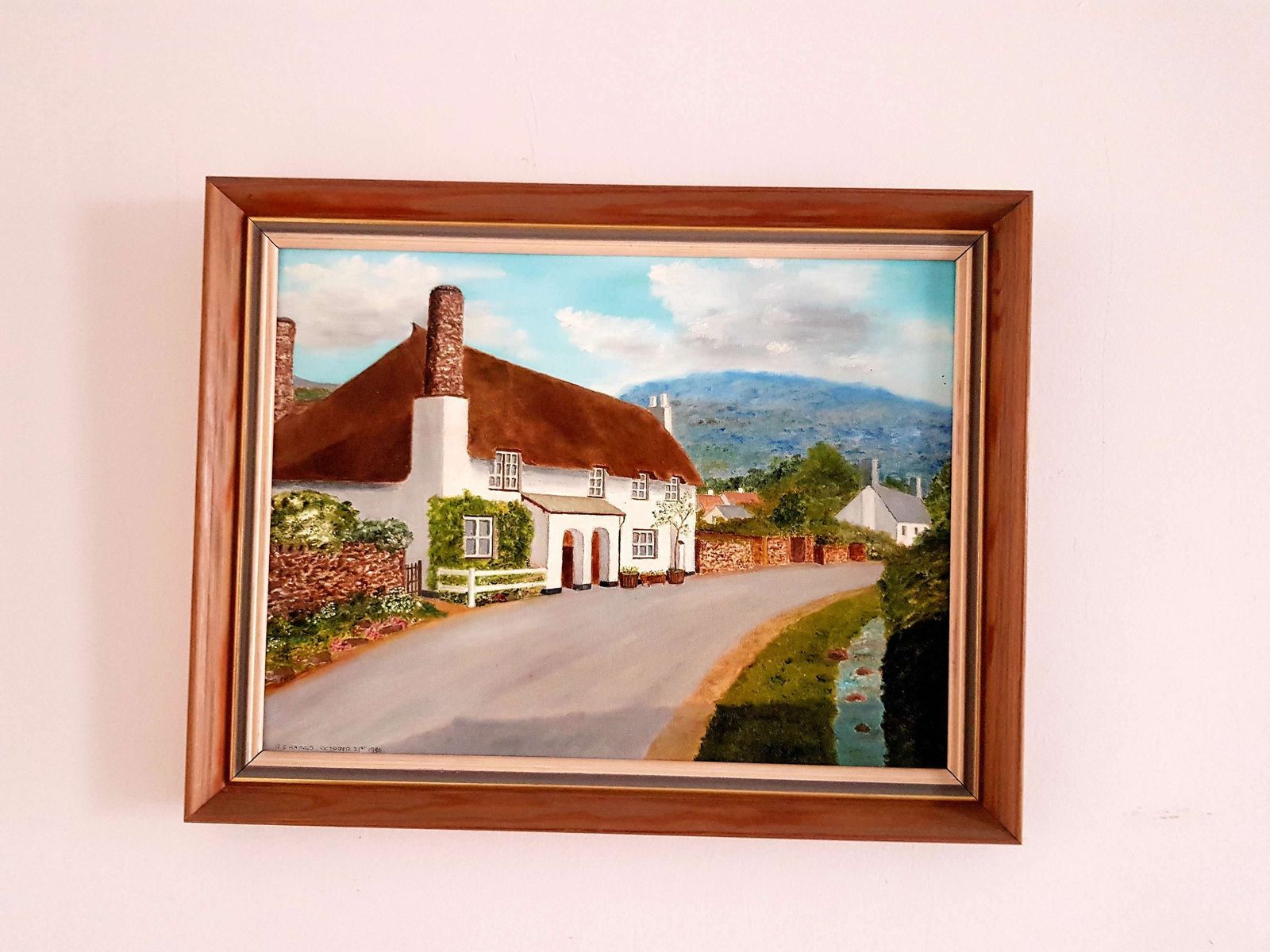Oil On Canvas Painting Of A Cottage At Bossington, Somerset photo for sale
