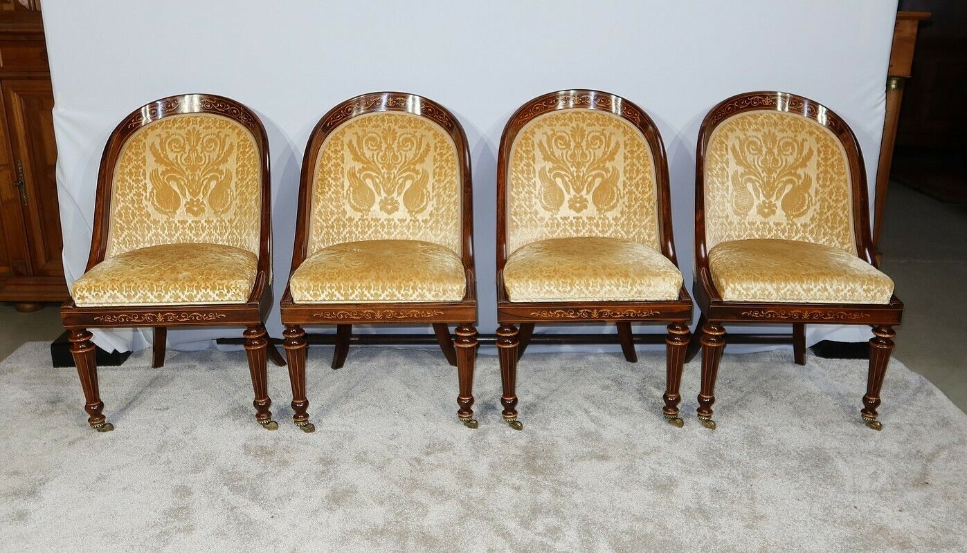 Set Of 4 Rosewood Chairs, Charles X Period   Early 19th Century photo for sale