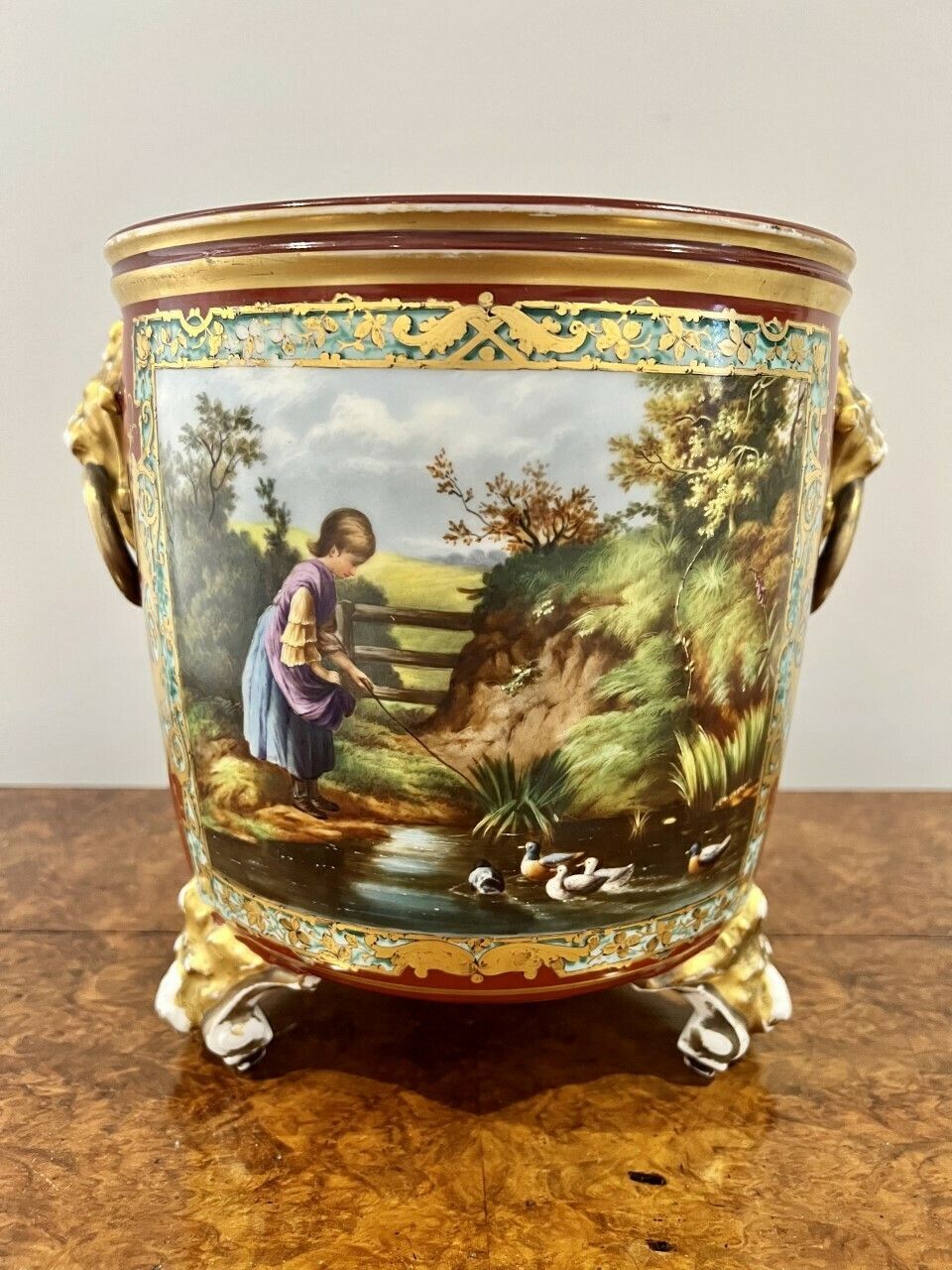 Superb Quality French Victorian Hand Painted Porcelain Jardiniere photo vinterior