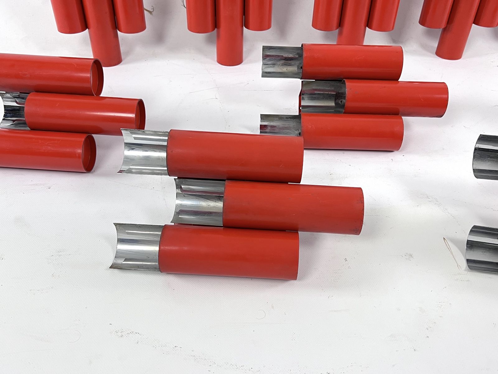 photo buy Rare Set Of 10 Mid Century Red And Chrome Wall Lamps By Stilnovo. Italy 1970s