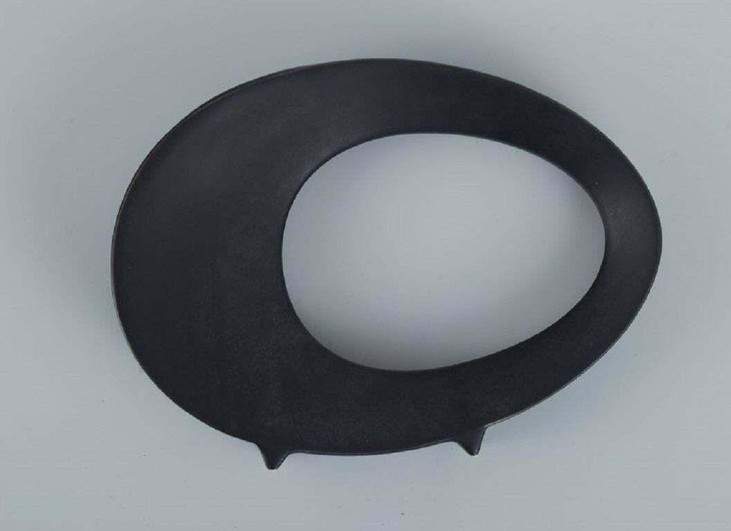 European Studio Ceramicist. Unique Vase In Black Glaze. Approx. 1970s photo 307.0