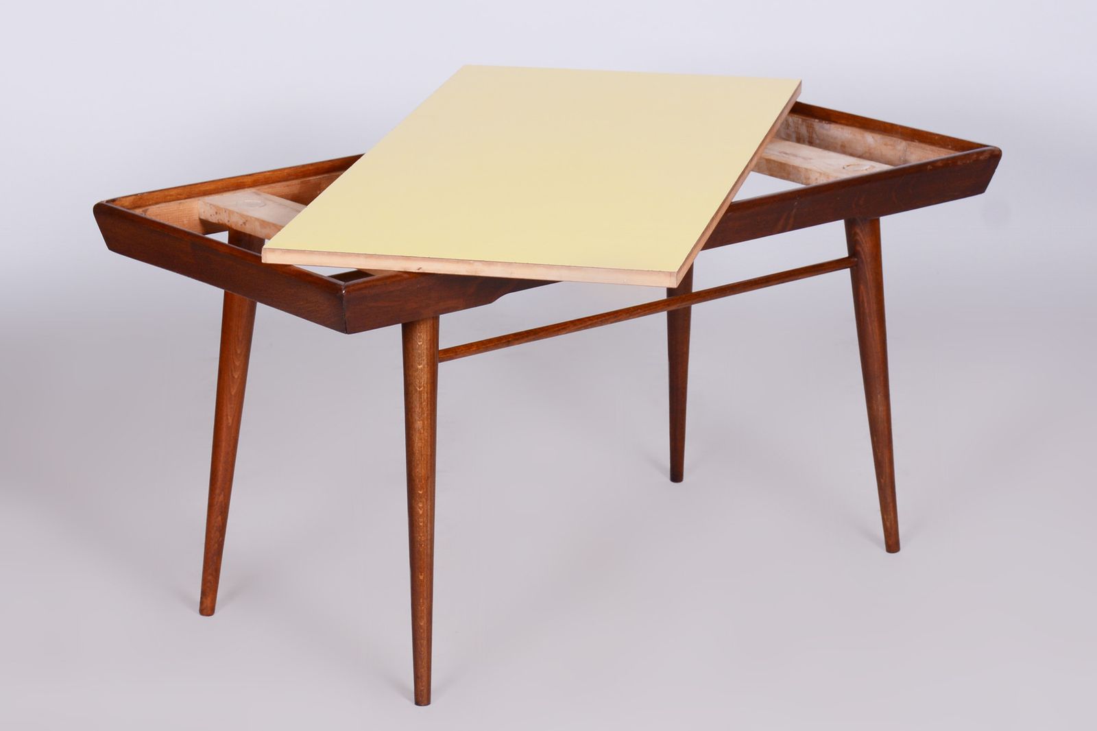 Restored Mid Century Coffee Table, Swivel Top, Beech, Umakart, Revived Polish, Czechia, 1950s