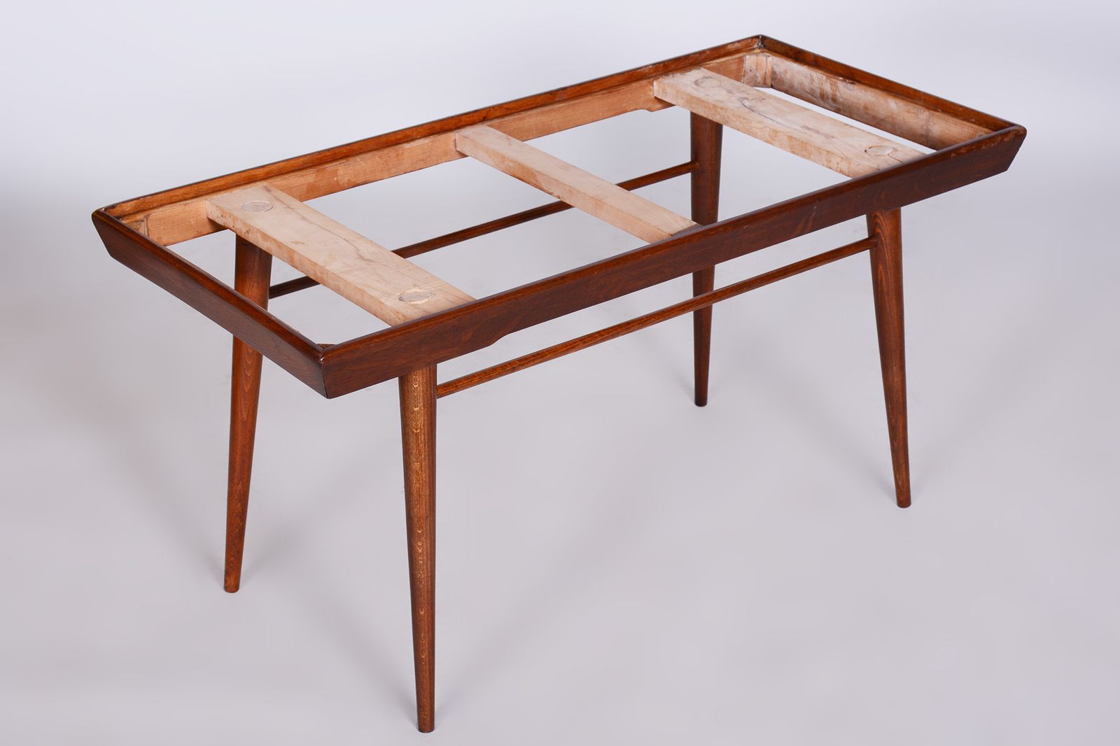 Furniture Restored Mid Century Coffee Table, Swivel Top, Beech, Umakart, Revived Polish, Czechia, 1950s photo