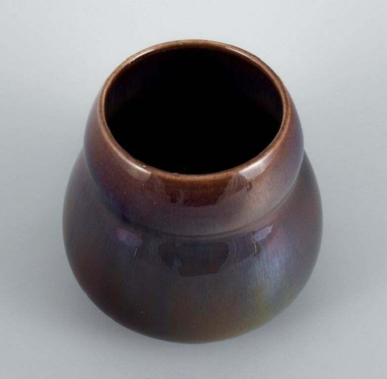 Rörstrand, Sweden, Earthenware Vase In Brown/Purple Lustre Glaze. Early 20th C. photo furniture