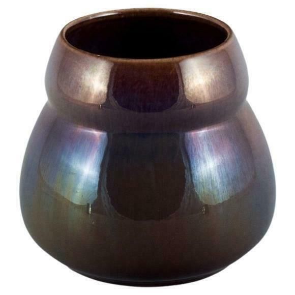 Rörstrand, Sweden, Earthenware Vase In Brown/Purple Lustre Glaze. Early 20th C. photo Home Decor